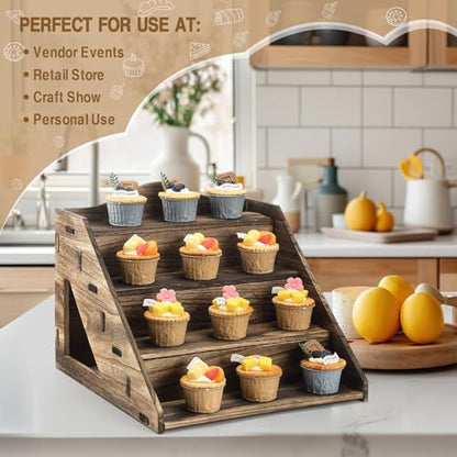 Yousoontic 4 Tier Wooden Display Stand for Soap Candles Craft Show Riser