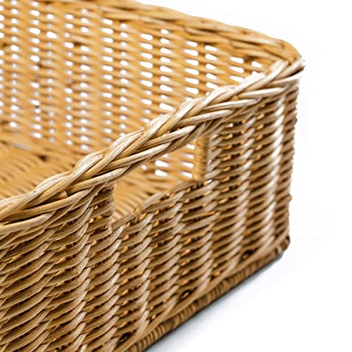 The Basket Lady Underbed Wicker Storage Basket, L, Sandstone - color: Sandstone, size: Large