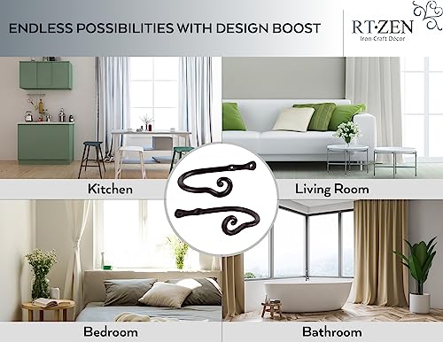RTZEN Decorative Metal Curtain Tiebacks - Farmhouse Wrought Iron Curtain Holdbacks - Drapery Holders for Wall - Unique Metal Tie Backs for Curtains - 2 Pcs (Black Classic) (Pack of 2) - size: Medium (Pack of 2), style: Classic