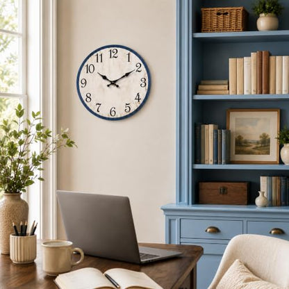 CHYLIN Wall Clock Silent Non-Ticking Battery Operated Blue Simple Modern - color: C-white, size: 8 inch