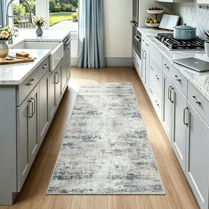 2x6 Runner Rug Non Slip Washable, Kitchen Hallway Entryway Carpet - color: Grey, size: 2' x 6' (Runner)