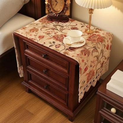 Nightstand Cover Lace Beige, Jacquard, Large, 15.7x51.2 Inch - color: Beige, size: 51.2" x 15.7" (Rectangular)