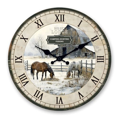 Farmhouse Wooden Wall Clocks Battery Operated 12 Inch - color: Beige1, size: 12 Inch