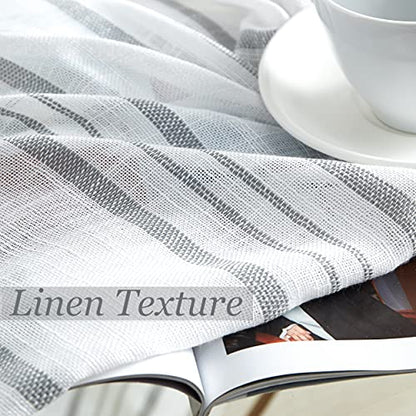 SXZJTEX Grey White Striped Linen Curtains 63 Inch Bedroom Living Room - color: Grey, size: 42"W x 63"L (Pack of 2)