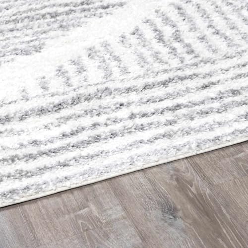 Hauteloom Winnebago Moroccan Farmhouse Living Room Bedroom Shaggy Area Rug - Bohemian Shag Rug - Plush High Pile - Southwestern Boho Soft Carpet - Grey, Off White, Beige - 6'7" x 9' - color: Gray, Cream / Gala, size: 6'7" x 9' (Rectangular)
