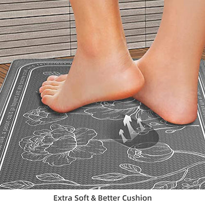 Kitchen Floor Mat Set of 2, Anti Fatigue Kitchen Mat 20"x32"+20"x47" - color: Grey, size: 20"x32"+20"x48"