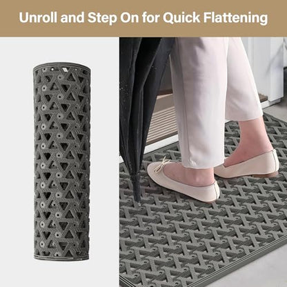 GRANNY SAYS Front Door Mat Indoor Entrance, Entryway Rugs Non Slip Washable, Waterproof Welcome Rubber Door Mat for Outside Entrance, Low Profile Outdoor Mats for Front Door, Grey 19" x 29.5"