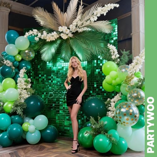 PartyWoo Green Balloons 66pcs 12 Inch Lime Emerald Hunter Forest Balloons - color: Green-3328