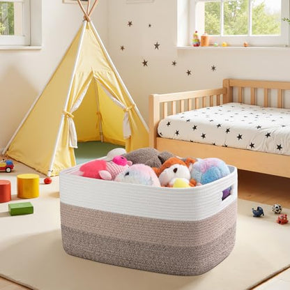 OIAHOMY Blanket Basket Laundry Basket Dog Toy Basket 75L Gradient Brown - color: Gradient Yellow, size: 22”x17”x12”