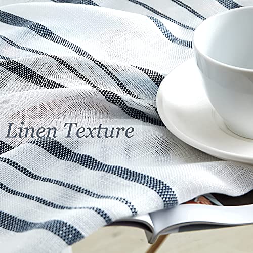 SXZJTEX Striped Cafe Kitchen Curtains Tiers 36 Inch Blue White Linen - color: Blue, size: 27"W x 36"L (Pack of 2)