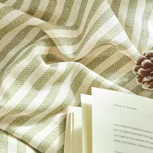 Vangao 100% Blackout Green Striped Curtains for Living Room Bedroom - color: Boxter Striped 100% Blackout| Green on Beige, size: 50"W x 84"L (Pack of 2)