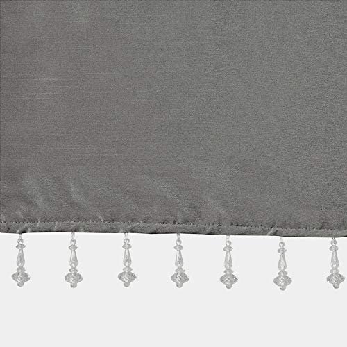 Madison Park Faux Silk Valances for Windows with Beads, 50x26 Charcoal - color: Charcoal, size: 50"W x 26"L (Pack of 1), style: Valance
