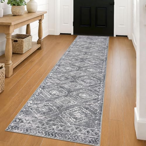 KILOCOCO Washable Runner Rug 2x8 ft Non-Slip Hallway Runners, Grey - color: Grey, size: 2' x 8' (Runner)