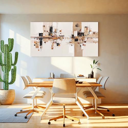 YISXINOAG Beige Abstract Wall Art Industrial Geometric Painting 20"X40" - color: black beige, size: 40"L x 20"W