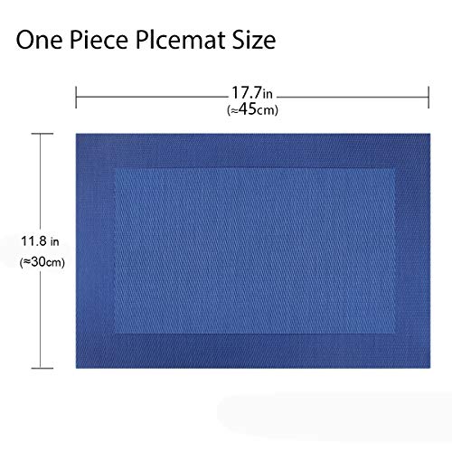 PIGCHCY Placemats Vinyl Washable Table Mats Elegant Non-Slip Placemats for Dinner Table Set of 4 (Navy Blue) - color: Box2: Blue Natural, size: 4 Placemats