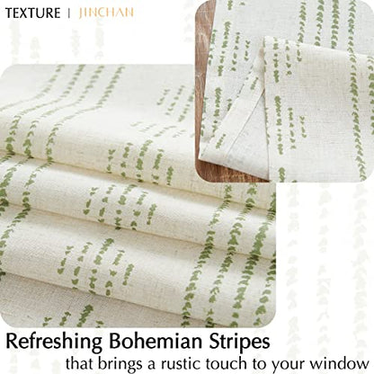 jinchan Striped Valance 18 Inch Modern Boho 1 Panel Green on Linen - color: Boho Green on Linen, size: 50"W x 18"L (Pack of 1)