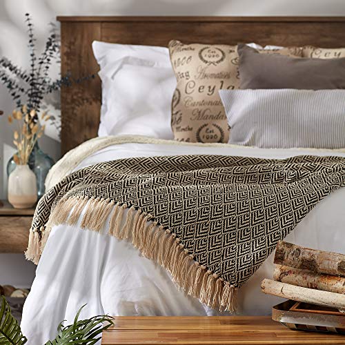 DII Diamond Throw Collection Cotton Woven, 50x60, Black - color: Black, size: 50x60"