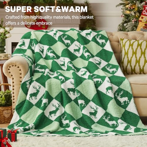 CYMULA Christmas Knit Throw Blanket - Super Soft Cozy Fuzzy Blankets for Couch, Sofa & Bed, Holiday Throw Blanket，60"x80" - color: Christmas Reindeer, size: Twin(60"x80")