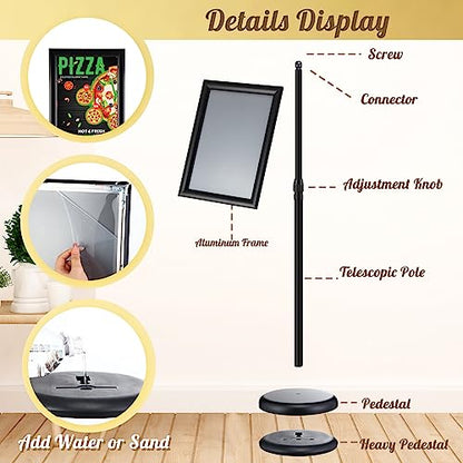 LEIFIDE 8 Pack Black 8.3 x 11.7'' A4 Adjustable Pedestal Sign Holder - color: Black, size: 8.3 x 11.7''