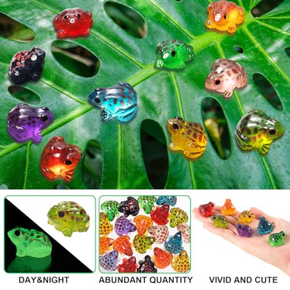 30pcs Luminous Mini Resin Frog, Glow in The Dark Frog, 10 Colors - color: 10 Colors-30pcs