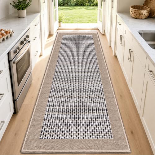 StepRite Kitchen Rugs, Kitchen Mats for Floor, 70"x20" Non-Slip Machine-Washable Kitchen Throw Rug, Absorbent Runner Rugs Office, Sink Standing Desk Mat, Decor Carpet, Khaki - color: Khaki, size: 70"x20"