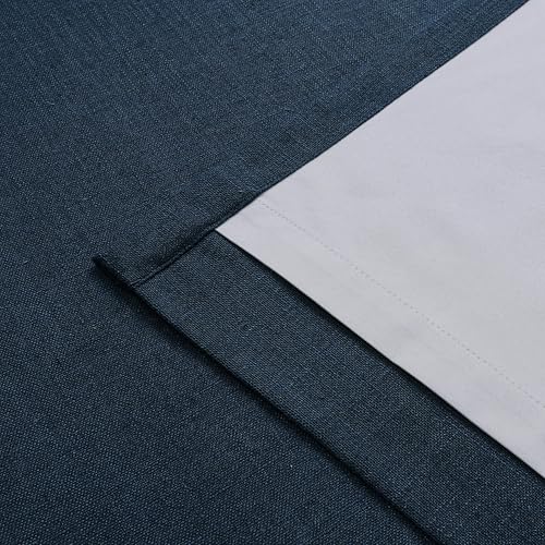 Vision Home Navy Blue Pinch Pleated Full Blackout Curtains Linen Blended Room Darkening Curtain Panels 63 inch for Living Room Bedroom Thermal Insulated Pinch Pleat Drapes with Hooks 40" Wx63 Lx2 - color: Navy Blue, size: 40"W x 63"L (Pack of 2)