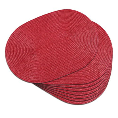 Placemats Set of 8, Woven Oval Braided Dining Table Mats(Red) - color: Red, size: 8 pcs