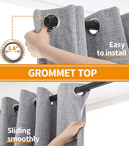 YoungsTex Grey Linen Blackout Curtains 38 X 63 Inch Length 2 Panels - color: Grey, size: 38"W x 63"L (Pack of 2)