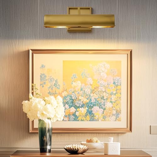 Art Picture Light,Linear Artwork Display Brass Wall Sconce - color: Gold, size: 12"-2Bulbs