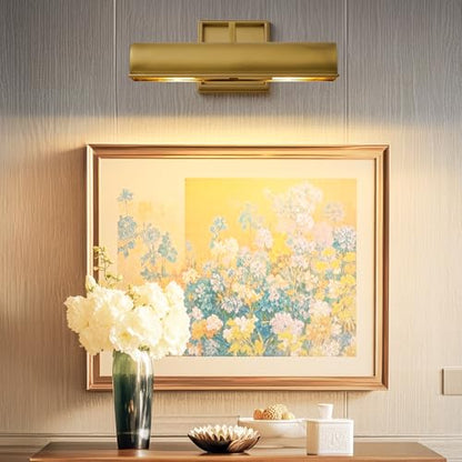 Art Picture Light,Linear Artwork Display Brass Wall Sconce - color: Gold, size: 12"-2Bulbs