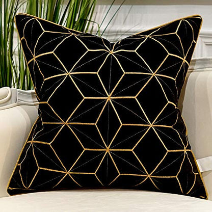 Avigers Throw Pillow Cover 20 x 20 Inch, Black Gold, Velvet, Hidden Zipper - color: Black, Gold, size: 20" x 20" (Pack of 1)