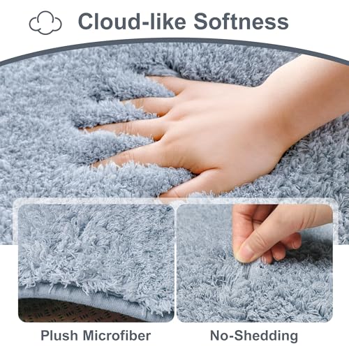 Bathroom Runner Rug 48"x24", Non Slip Long Bath Mat, Blue Grey - color: Blue Grey, size: 48" x 24" (Rectangular)
