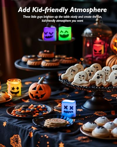 Homemory 24Pack Color Changing Halloween Flameless Candles, 200+ Hours LED Votive Candles, Battery Operated Tea Lights for Pumpkin, Party, Christmas Decor (Batteries Included) - color: Multicolor, size: 24 Pack