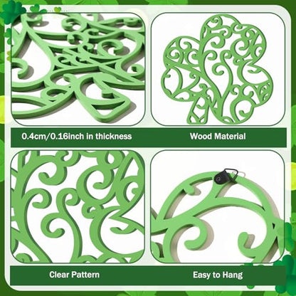 CroBlissful 6 Pcs Fall Wall Decor Autumn Wooden Wall Art,Shamrock,9.45 in - size: 9.45 in, style: Rustic