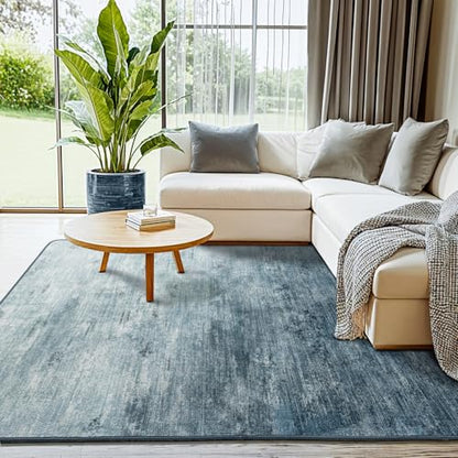 3x5 Washable Area Rug, Blue Solid Area Rugs for Living Room & Bedroom - color: Blue, size: 3' x 5' (Rectangular)