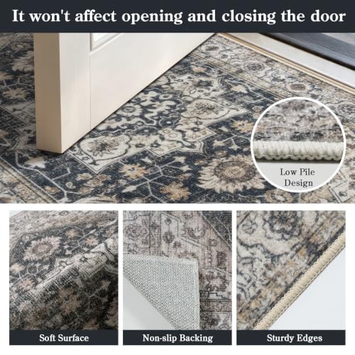 Collive 3'x5' Boho Washable Front Indoor Large Entryway Area Rug - color: Black/Multi, size: 36" x 59"