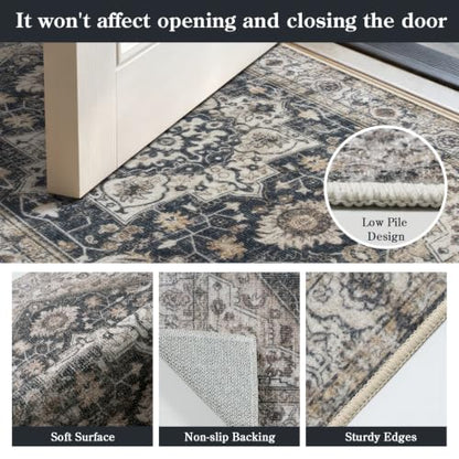 Collive 3'x5' Boho Washable Front Indoor Large Entryway Area Rug - color: Black/Multi, size: 36" x 59"