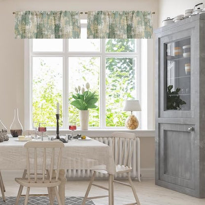 Emvency Valances for Windows, 2 Pack, 52x18 Inch, Rustic Farmhouse - color: Abstract Green, size: 52"W x 18"L (Pack of 2)
