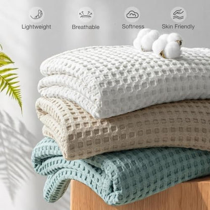 Exclusivo Mezcla 100% Cotton Blanket Twin Size for Bed, Dusty Mint - color: Dusty Mint, size: Twin (60" x 80")