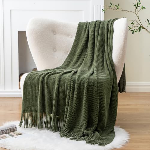 BATTILO HOME Olive Green Throw Blanket for Couch, 60"x80" - color: Olive Green, size: 60 x 80 in.