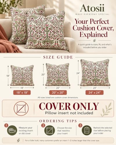 ATOSII Cotton Blockprint Throw Pillow Cover, Nargis Pink, Set of 2, 18 X 18 - color: Nargis Pink, size: 18" x 18" (Pack of 2)
