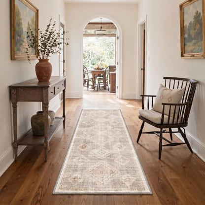 GENIMO 8X10 Area Rug for Living Room, Boho Medallion Non Slip Washable Thin - color: Blush Beige, size: 8' x 10' (Rectangular)