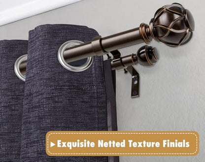 KAMANINA Double Curtain Rod 140 to 180 Inch, Extra Long, Adjustable, Bronze - color: Antique Bronze, size: 140-180"