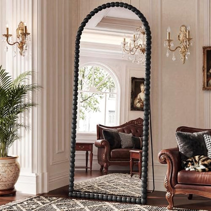 Antique Black Full Length Mirror 71x28 Inch, Beaded Standing Mirror - color: Antique Black