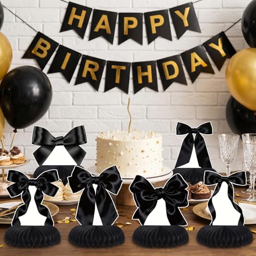 NatNarr Black Bow Party Honeycomb Centerpieces Bow Table Centerpieces - style: Black Bow