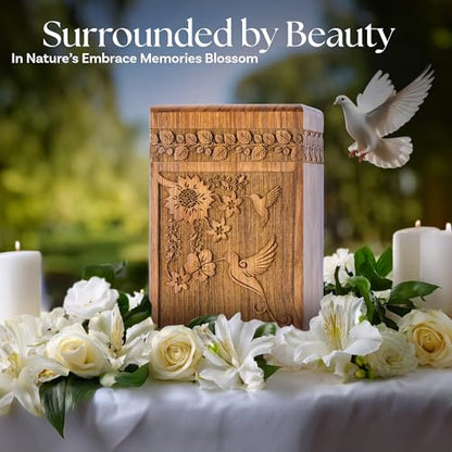 Hummingbird Wooden Keepsake Urn for Human Ashes, 20 Cu in, Rosewood - color: Hummingbird Rosewood, size: Keepsake (20 cu in)