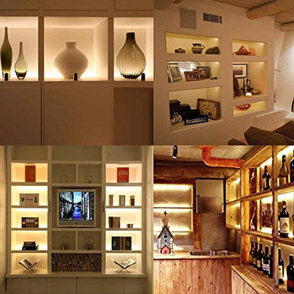 Premium LED Light Strips Kit: 6 x 12 Linkable Bars + Rocker Switch for Warm White Ambient Lighting in Cabinets, Closets, Shelf, Display Case, Showcase Lighting, 3000K Warm White - color: Warm White