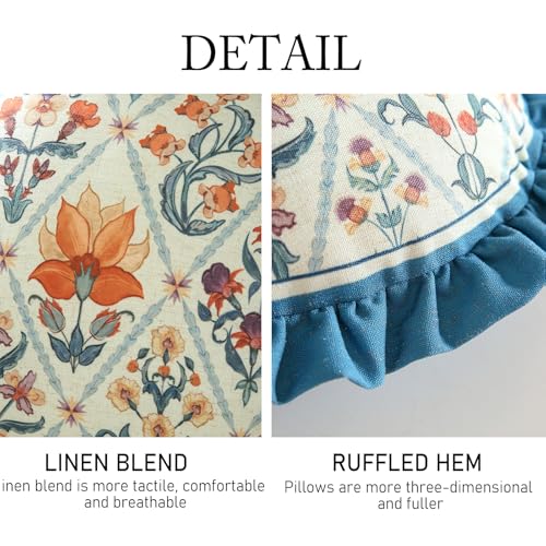 ISAENNE Designer Round Throw Pillow Cover,Set of 2,Diameter 16" - color: Floralsea a, size: 16" x 16" (Pack of 2)