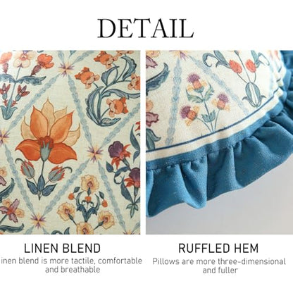 ISAENNE Designer Round Throw Pillow Cover,Set of 2,Diameter 16" - color: Floralsea a, size: 16" x 16" (Pack of 2)