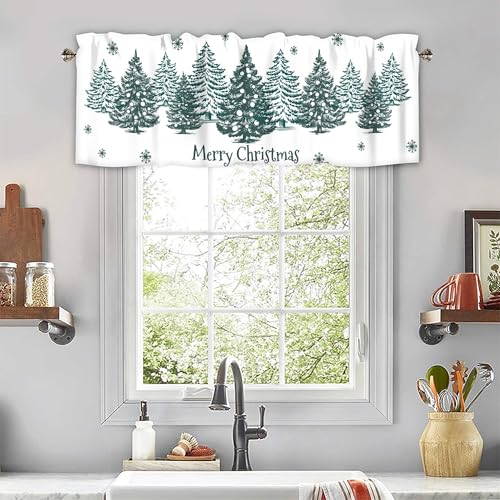 Christmas Green Tree Curtain Valances for Windows 42 x 12 Inch - color: Christmas-sy-sd0535, size: 42"W x 12"L (Pack of 1)